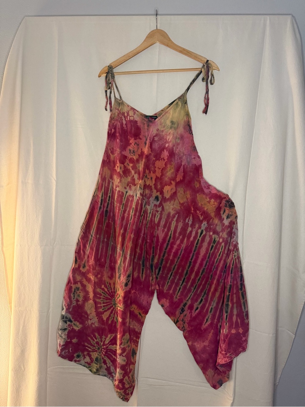 Kathmandu Tie-Dye Wide Leg Jumpsuit - Pink & Green